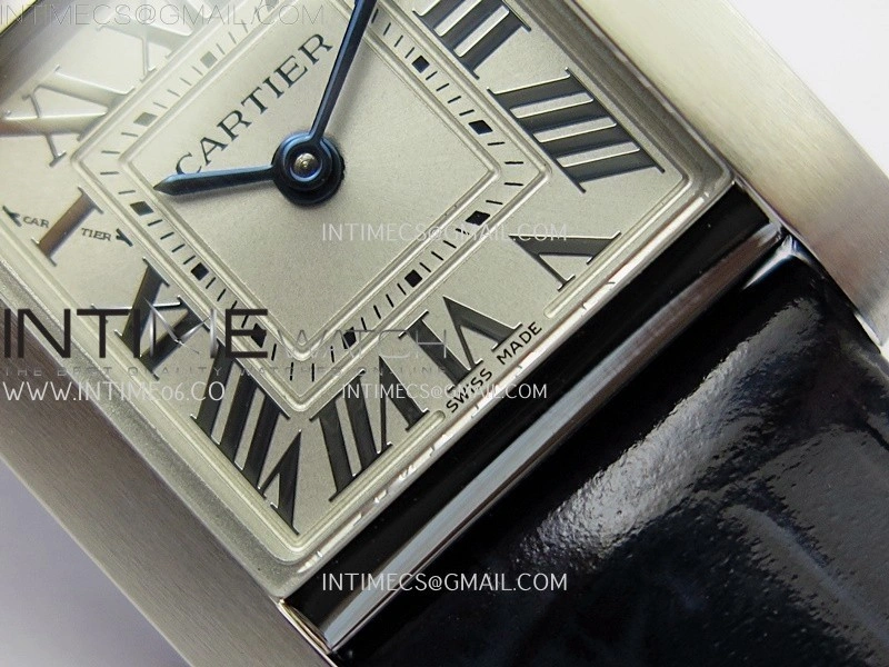 Tank Francaise Ladies 21.2mm SS 8848F 1:1 Best Edition Silver Dial on Black Leather Strap Ronda Quartz V2